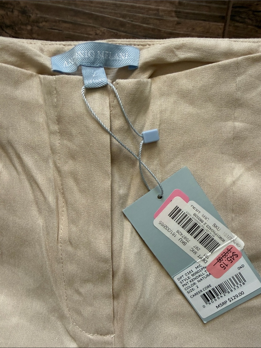 Vince Camuto Cream Boot Cut Linen Pants - Picture 2 of 3